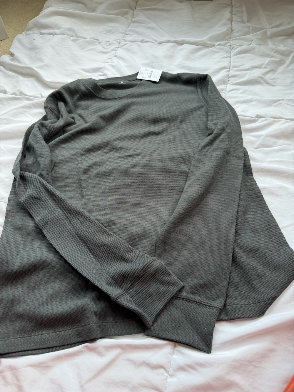 Unisex Dark Gray Thermal Crewneck Long Sleeve Shirt